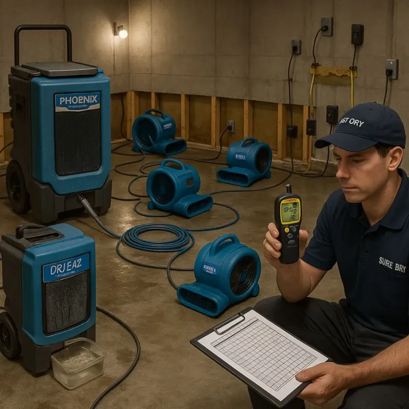 Structural Drying and Dehumidification process in West Gate, FL